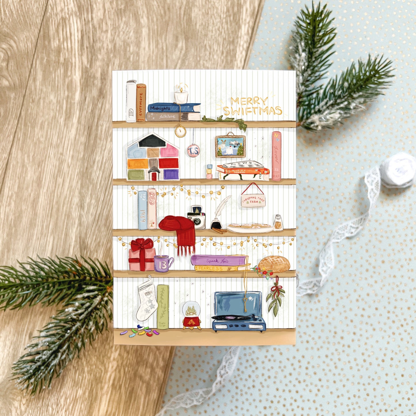 Swiftmas Bookshelf Card